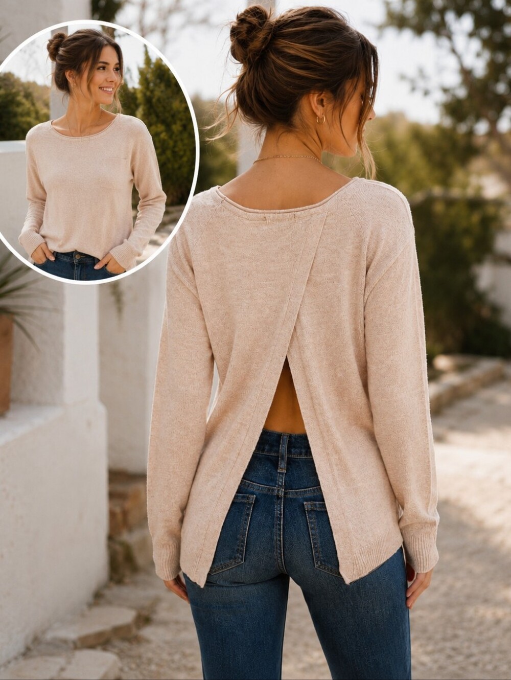 Nina Kendosa Paris Angora blend soft knit baby pink sweater